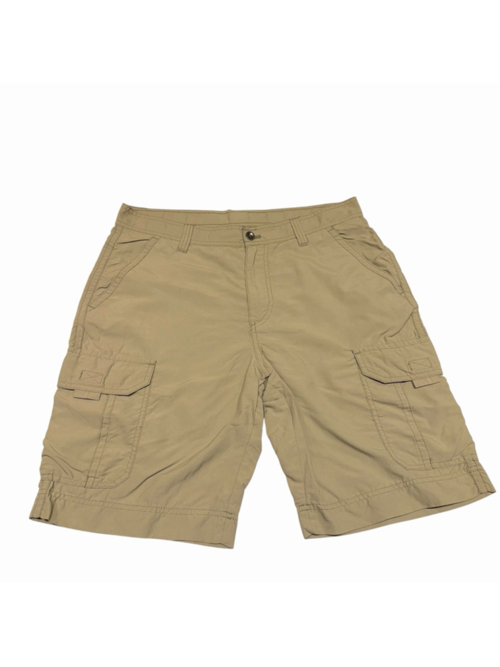 Bass Outdoor Mens Cargo Shorts 33” Khaki Ripstop Hiking Fishing Travel Utility